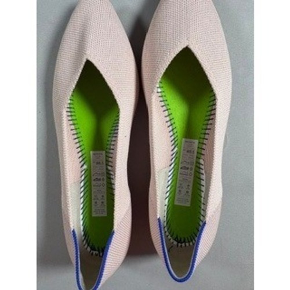 Rothy's The Point Ballet Flats Light Pink Blush Pointed Toe Knit Shoes Size 8.5 - Picture 4 of 9